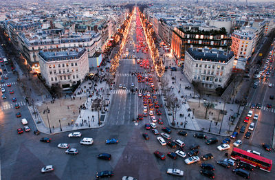 High angle view of traffic on city street