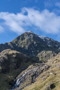 Scenic view of mountain range against sky