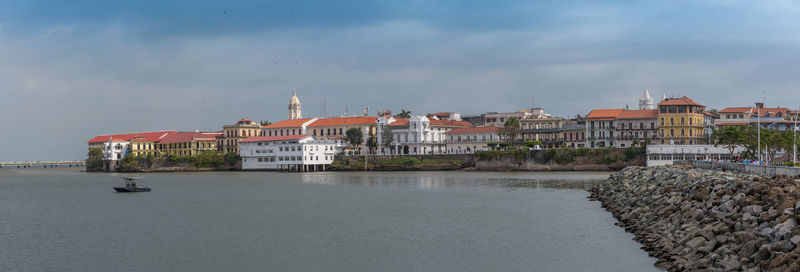 View of the colonial buildings of casco viejo, the historic district of panama city