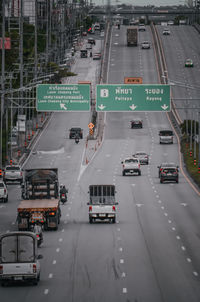 High angle view of traffic on city street