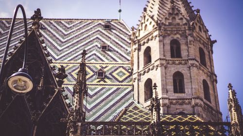 Low angle view of church in city