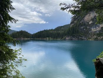 Scenic view of lake against sky