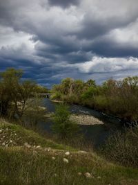 Scenic view of lake against sky