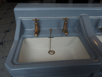 High angle view of sink in bathroom