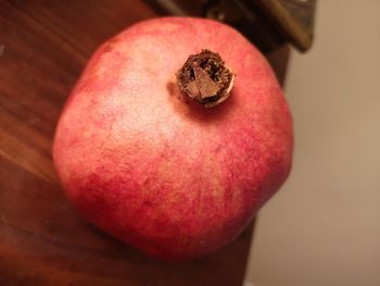 High angle view of apple on table