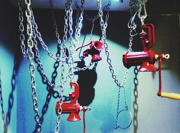 Close-up of chain on wall