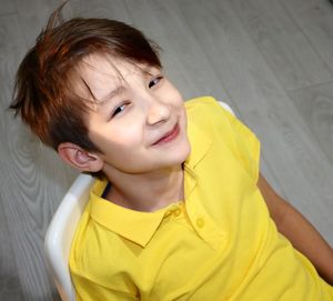 Portrait of cute girl smiling