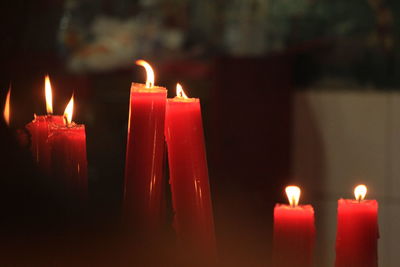 Close-up of burning candles