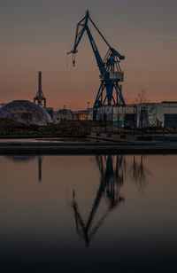 Sunset at aarhus harbour crane dok8000, denmark