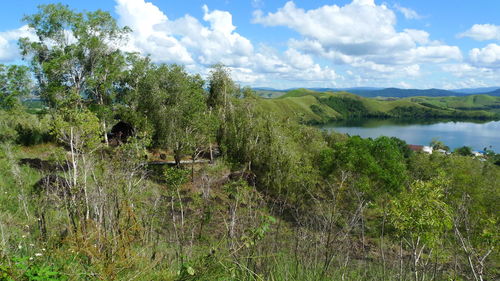 Scenic view of lake against sky