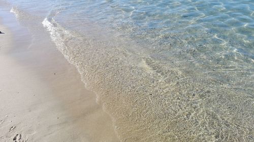 High angle view of sand at beach