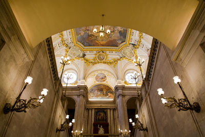 Low angle view of ceiling in royal palace of madrid