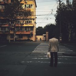 People walking on city street