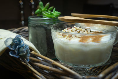 Close-up of drink in glass on table