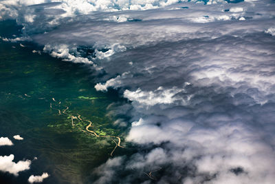 Aerial view of sea against sky