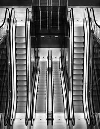 High angle view of escalator