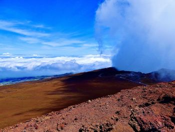 Scenic view of volcanic landscape against sky