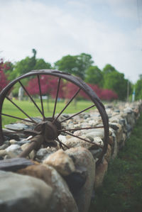 Close-up of wheel against the sky