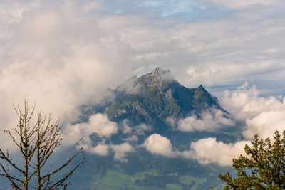 Panoramic view of the mountains at lake lucerne in switzerland.