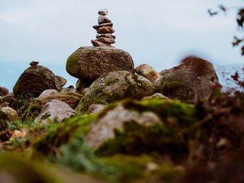 Close-up of stones on rock