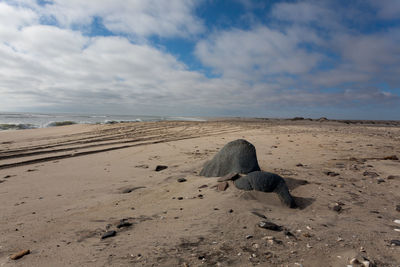 Scenic view of beach against sky