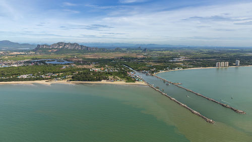 High angle view of sea against sky