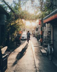 People on bicycle in city