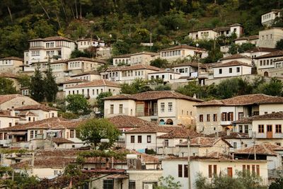 High angle view of townscape in berat