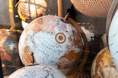 Decorative world balls, with political maps