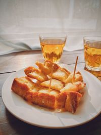 Close-up of food in plate on table