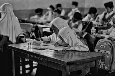 People sitting on table