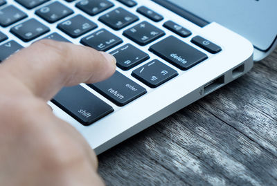 Close-up of computer keyboard on table