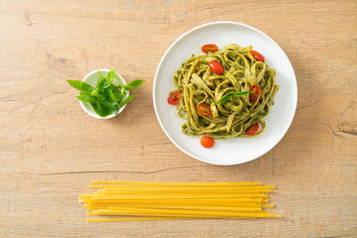 High angle view of vegetables on table