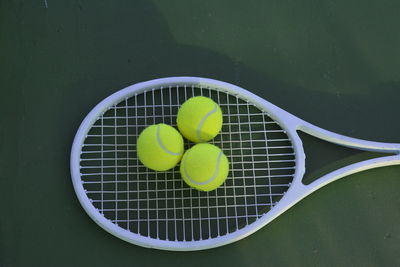 High angle view of balls on table