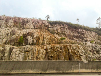 Low angle view of rocky mountains