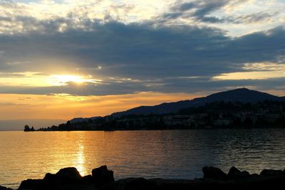 Scenic view of sea against sky during sunset