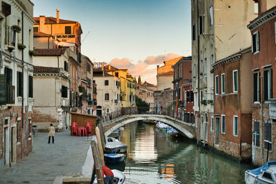 Canal at sunset in venice