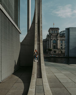 People in front of building