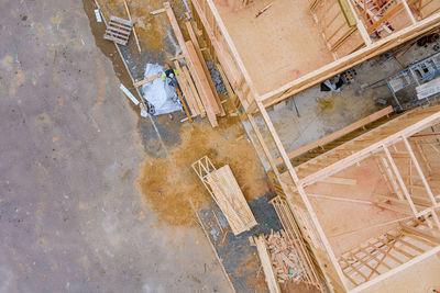 High angle view of construction site by building