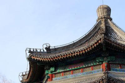 Low angle view of roof against clear sky