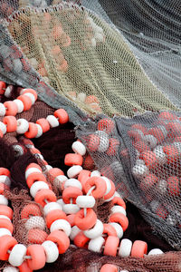 High angle view of fishing net