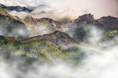 Scenic view of mountain range against sky