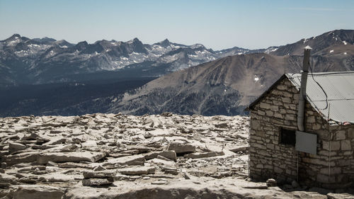 House on mountain during winter