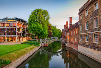 Bridge over canal amidst buildings against sky