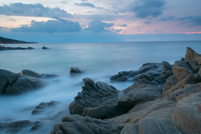 Scenic view of sea against sky during sunset