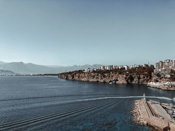 Scenic view of sea against clear sky