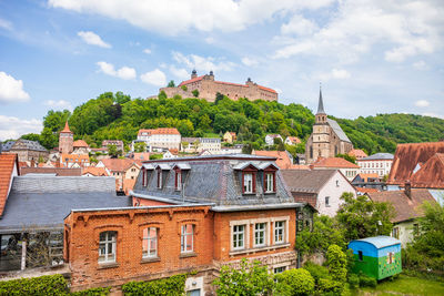 High angle view of townscape against sky