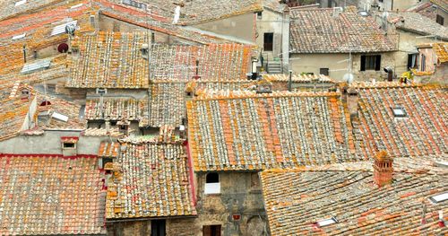 High angle view of built structure