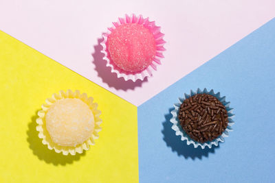 Close-up of cupcakes on table