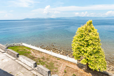 High angle view of sea against sky